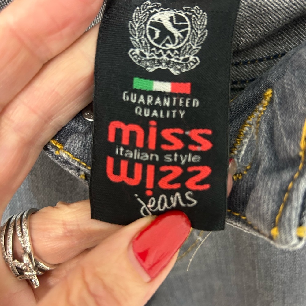 Beautiful Classic Gray distressed Jeans by Miss Miss❤️40/8 - Picture 12 of 14